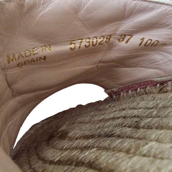 Gucci GG Quilted Leather Espadrille Flat Slide Sandal Size 37 US 7 Metallic Pink - Picture 8 of 8